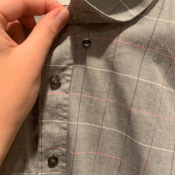 Mens XXL Gray Long Sleeve Patterned Button Down Shirt from By Definition - Picture 4 of 6